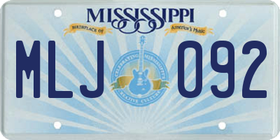 MS license plate MLJ092
