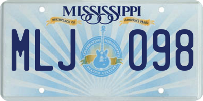 MS license plate MLJ098