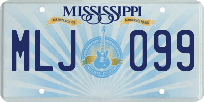 MS license plate MLJ099