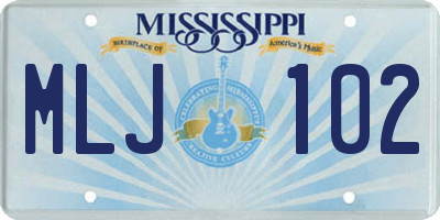 MS license plate MLJ102