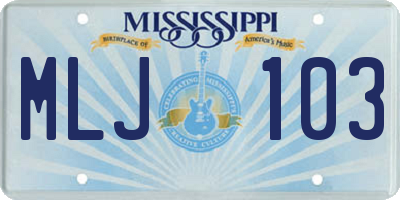 MS license plate MLJ103