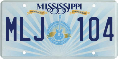 MS license plate MLJ104