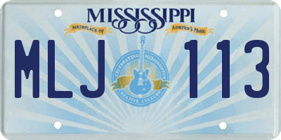 MS license plate MLJ113