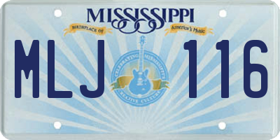 MS license plate MLJ116