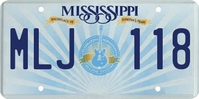 MS license plate MLJ118