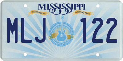 MS license plate MLJ122