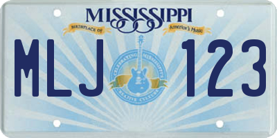 MS license plate MLJ123