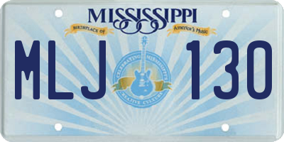 MS license plate MLJ130