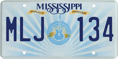 MS license plate MLJ134