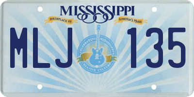 MS license plate MLJ135