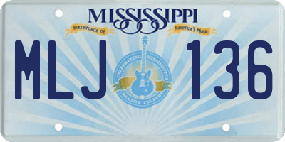 MS license plate MLJ136