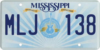 MS license plate MLJ138