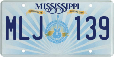 MS license plate MLJ139