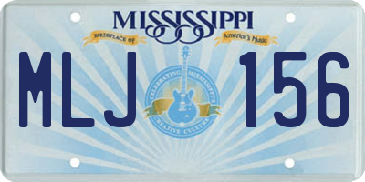MS license plate MLJ156
