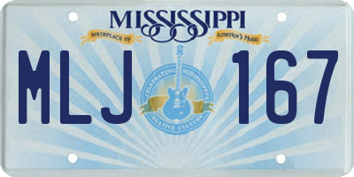 MS license plate MLJ167
