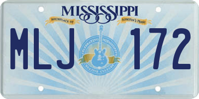 MS license plate MLJ172