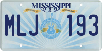 MS license plate MLJ193