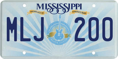 MS license plate MLJ200