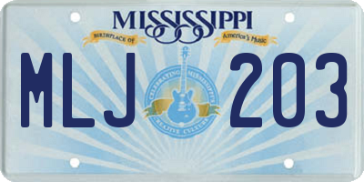 MS license plate MLJ203