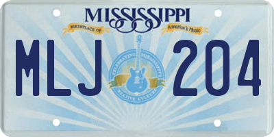 MS license plate MLJ204