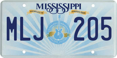MS license plate MLJ205