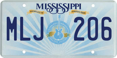 MS license plate MLJ206