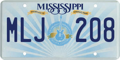 MS license plate MLJ208