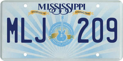 MS license plate MLJ209