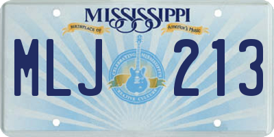 MS license plate MLJ213
