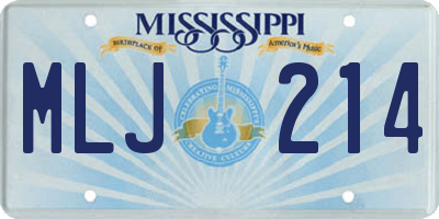 MS license plate MLJ214