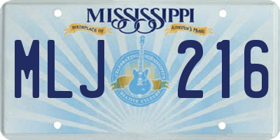 MS license plate MLJ216