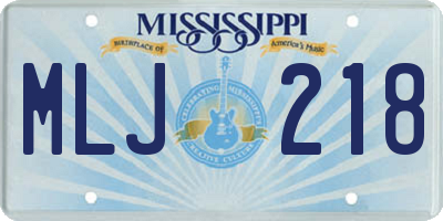 MS license plate MLJ218
