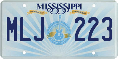 MS license plate MLJ223