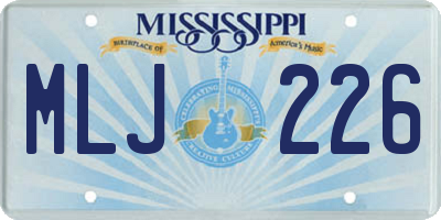 MS license plate MLJ226