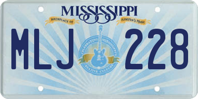 MS license plate MLJ228