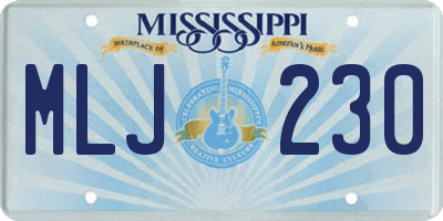MS license plate MLJ230