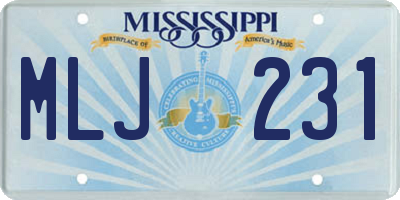 MS license plate MLJ231