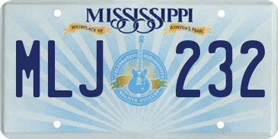 MS license plate MLJ232