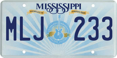 MS license plate MLJ233