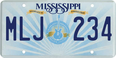 MS license plate MLJ234