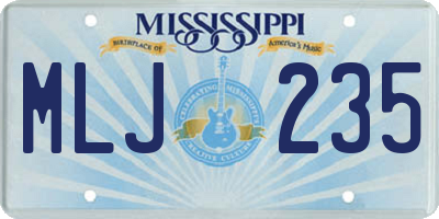 MS license plate MLJ235