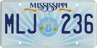 MS license plate MLJ236
