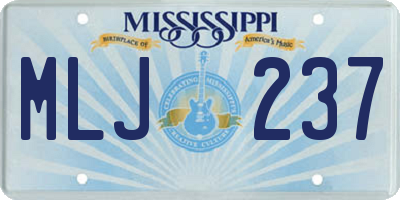 MS license plate MLJ237