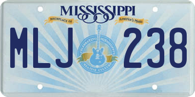 MS license plate MLJ238