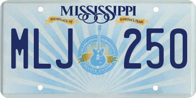 MS license plate MLJ250