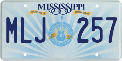 MS license plate MLJ257