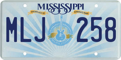 MS license plate MLJ258