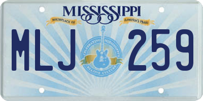 MS license plate MLJ259