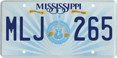 MS license plate MLJ265