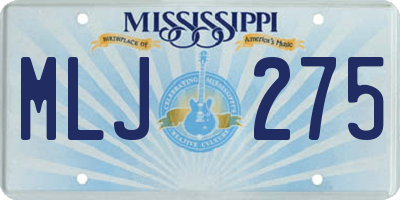 MS license plate MLJ275